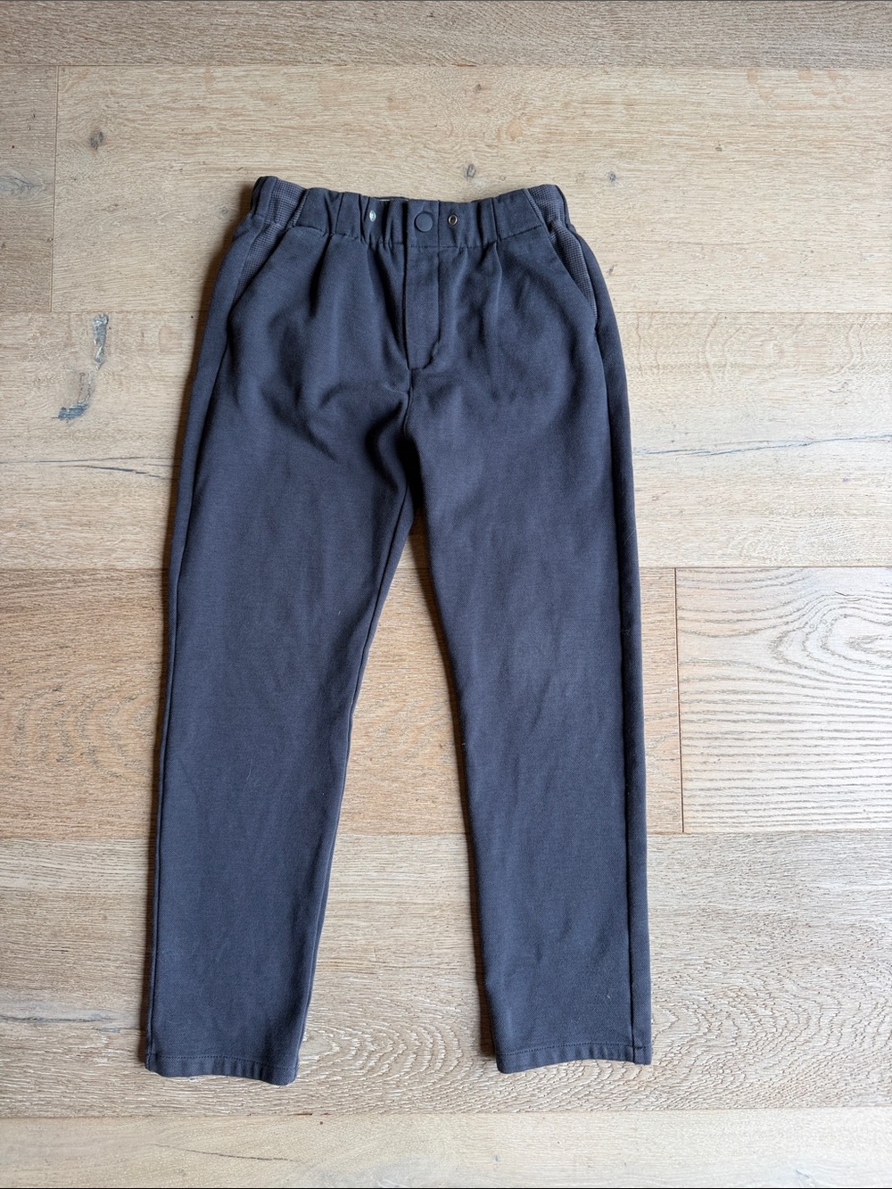 H&M Boys Pull-On Pants Size 10 Charcoal Gray Snap Detail Jogger Style